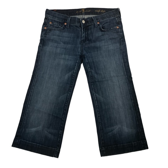 7 For All Mankind Sz:28 Crop Dojo Blue Jeans - Picture 5 of 7